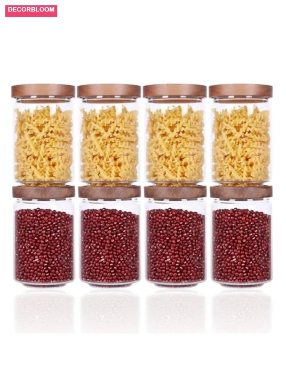 Stackable Glass Canister Set of 8 Airtight Food Storage